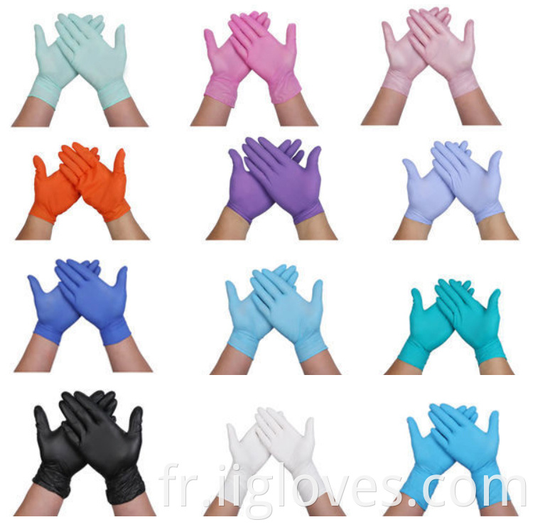 Gants de travail jetable de restauration alimentaire nitrile, gants d'examen nitrile de latex